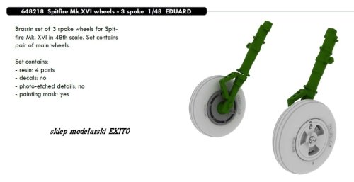 Go to product EDUARD 648218 - 1:48 Spitfire Mk.XVI wheels - 3 spoke