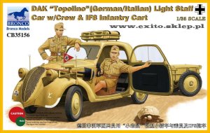 BRONCO CB 35156 - 1:35 DAK Topolino (German/Italian) Light Staff Car w/Crew & IF8 Infantry Cart