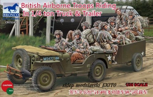 Go to product BRONCO CB 35169 - 1:35 British Airborne Troops Riding in 1/4 ton Truck and Trailer