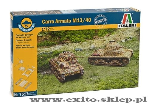 Go to product ITALERI 7517 - 1:72 Carro Armato M13/40