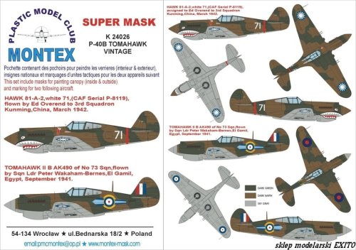 Go to product MONTEX K24026 - 1:24 P-40 B Tomahawk