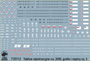 TORO MODEL 72D12 - 1:72 Polish Army vehicle Registration numbers 2000 pattern unit insignia & stencils vol.2
