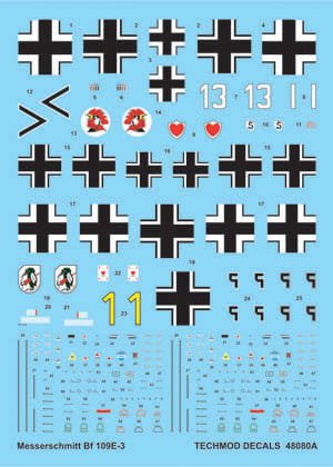 Go to product TECHMOD 48080 - 1:48 Messerschmitt Bf-109 E-3 w/masks