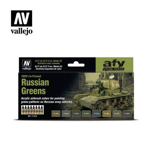 Go to product VALLEJO 71613 - Russian Greens 1928s to Present - Model Air Set