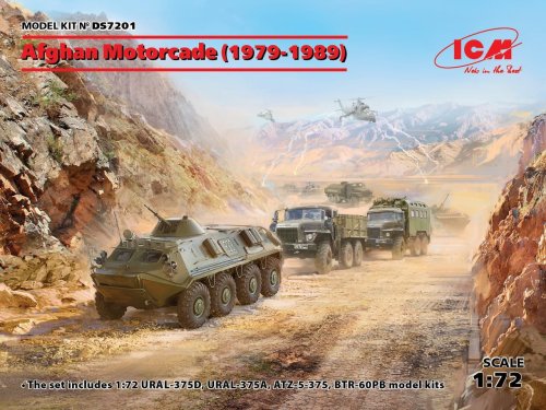 Go to product ICM DS7201 - 1:72 Afghan Motorcade (1979-1989) URAL-375D, URAL-375A, ATZ-5-375, BTR-60PB
