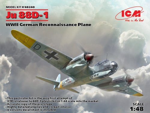 Go to product ICM 48240 - 1:48 Junkers Ju 88D-1 WWII German Reconnaissance Plane