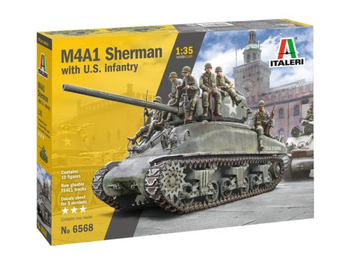 Go to product ITALERI 6568 - 1:35 M4A1 Sherman with U.S. infantry