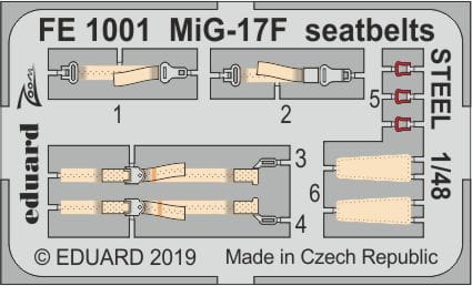 Go to product EDUARD FE1001 - 1:48 MiG-17F seatbelts - Steel