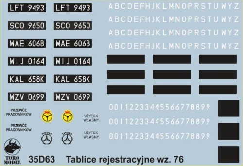 Go to product TORO MODEL 35D63 - 1:35 Polish license plates wz.76