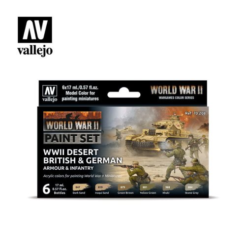 Go to product VALLEJO 70208 - WWII Desert British & German Armour & Infantry - Paint Set