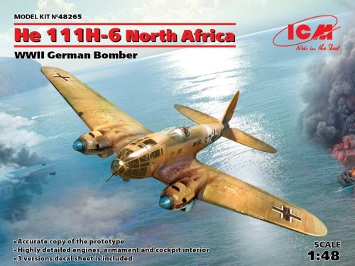 Go to product ICM 48265 - 1:48 Heinkel He 111H-6 North Africa WWII German Bomber