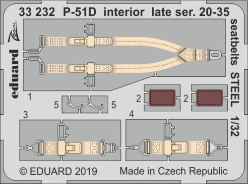 Go to product EDUARD 33232 - 1:32 P-51D interior late ser. 20-35 seatbelts - Steel