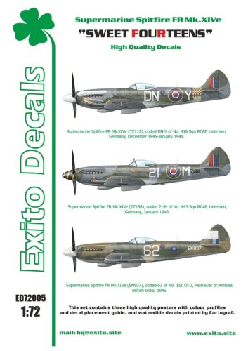 Go to product EXITO DECALS ED72005 - 1:72 Sweet Fourteens - Supermarine Spitfire Mk. XIVe