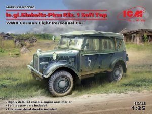 Icm 35582 - 1:35 le.gl.Einheitz-Pkw Kfz.1 Soft Top WWII German Light Personnel Car