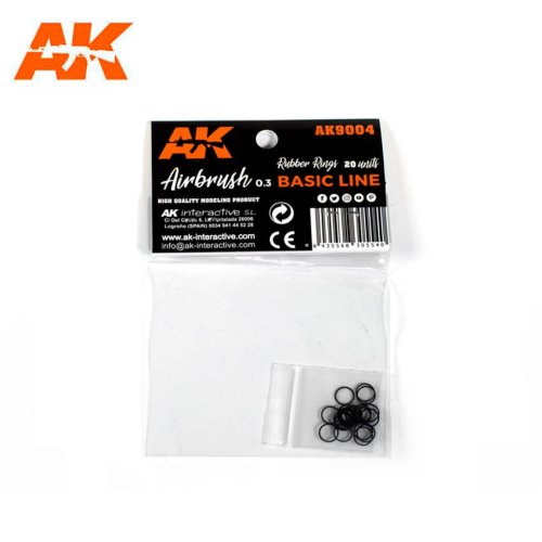 Go to product AK INTERACTIVE 9004 - Air cap rubber seals for AK 9000 Basic Line airbrush. 20 pcs in a bag.