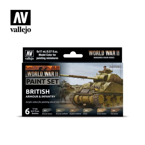 Go to product VALLEJO 70204 - WWII British Armour & Infantry - Paint Set