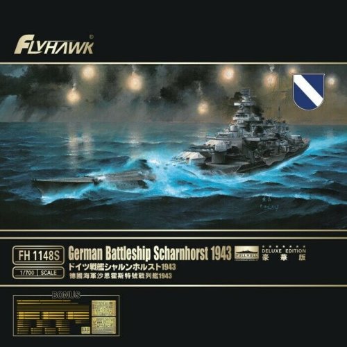 Go to product FLYHAWK 1148S - 1:700 German Battleship Scharnhorst 1943 Deluxe Edition