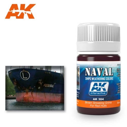 Go to product AK INTERACTIVE 304 - Naval - Brown Streaking Grime For Red Hulls