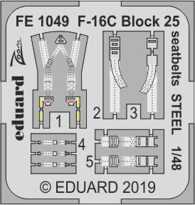 Go to product EDUARD FE1049 - 1:48 F-16C Block 25 seatbelts - Steel