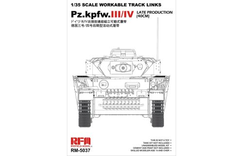 Go to product RYE FIELD MODEL 5037 - 1:35 Pz.Kpfw. III/IV Late Production(40cm) workable track links