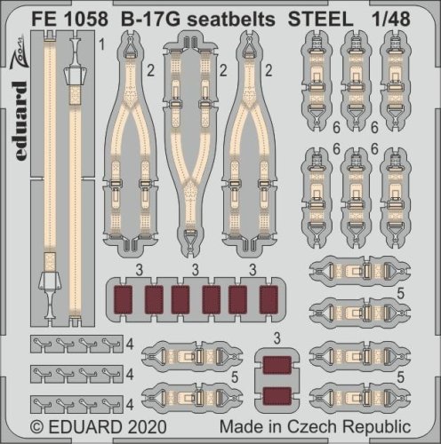 Go to product EDUARD FE1058 - 1:48 B-17G seatbelts - Steel