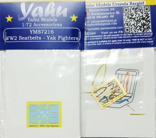 Go to product YAHU YMS7216 - 1:72 WW2 seatbelts - Soviet Yak fighters