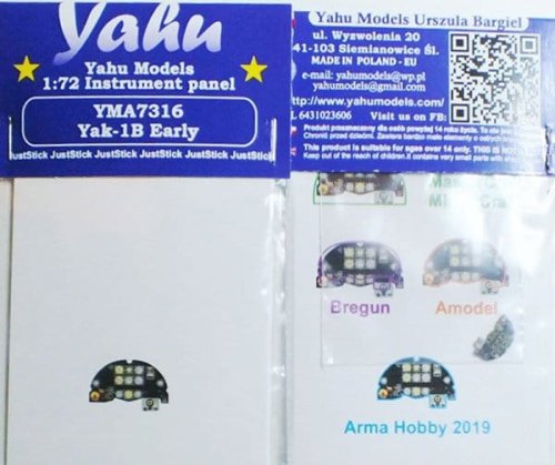 Go to product YAHU YMA7316 - 1:72 Yak-1B early - Instrument Panel
