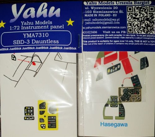 Go to product YAHU YMA7310 - 1:72 SBD-3 Dauntless - Instrument Panel