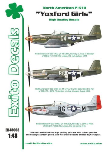 Go to product EXITO DECALS ED48008 - 1:48 Yoxford Girls - North American P-51D Mustang