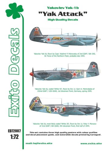 Go to product EXITO DECALS ED72007 - 1:72 Yak Attack - Yakovlev Yak-1b