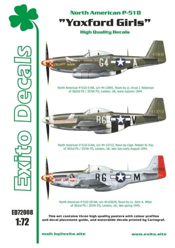 Go to product EXITO DECALS ED72008 - 1:72 Yoxford Girls - North American P-51D Mustang