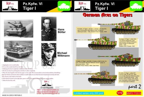 Go to product ROPOS MNFDT72019 - 1:72 Pz.Kpfw. IV Tiger I,II - German aces on Tigers