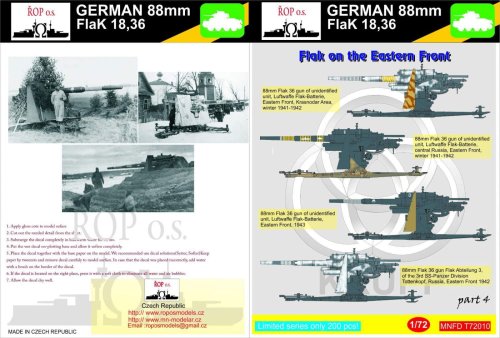 Go to product ROPOS MNFDT72010 - 1:72 German 88mm Flak 18,36 - Flak on the Eastern Front