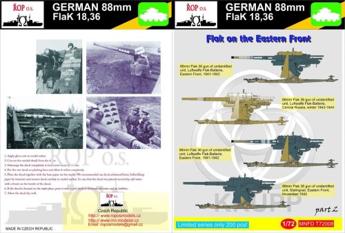 Go to product ROPOS MNFDT72008 - 1:72 German 88mm Flak 18,36 - Flak on the Eastern Front