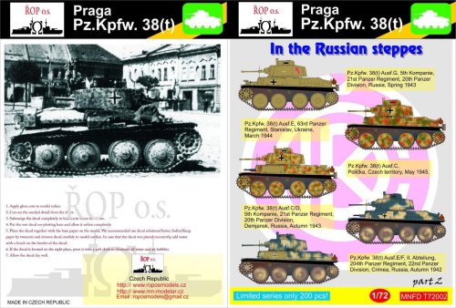 Go to product ROPOS MNFDT72002 - 1:72 Praga Pz.Kpfw. 38(t) - In the Russian steppes