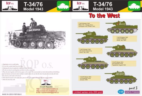 Go to product ROPOS MNFDT35022 - 1:35 T-34/76 Model 1943 - To the West