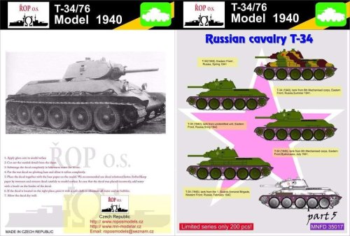 Go to product ROPOS MNFDT35017 - 1:35 T-34/76 Model 1940 - Russian cavalry T-34