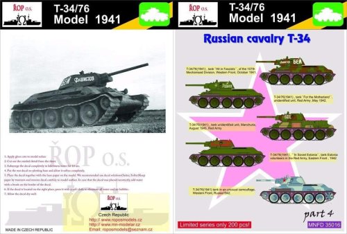 Go to product ROPOS MNFDT35016 - 1:35 T-34/76 Model 1941 - Russian cavalry T-34