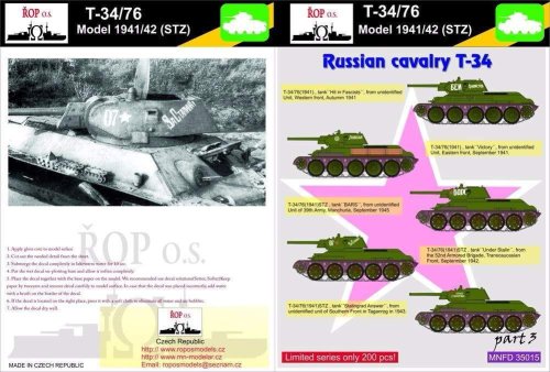 Go to product ROPOS MNFDT35015 - 1:35 T-34/76 Model 1941/42 (STZ) - Russian cavalry T-34