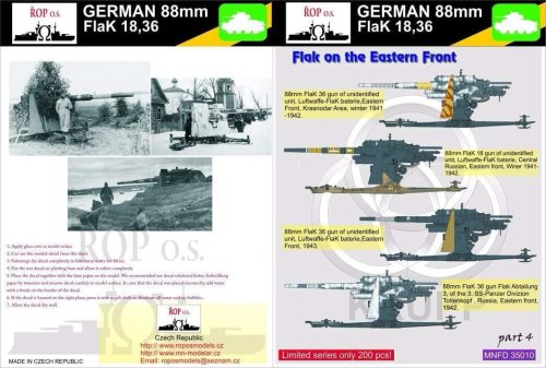 Go to product ROPOS MNFDT35010 - 1:35 German 88mm Flak 18,36 - Flak on the Eastern Front