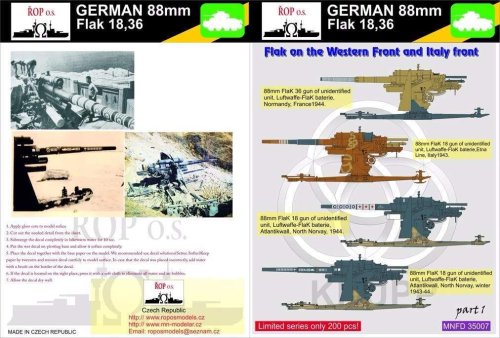 Go to product ROPOS MNFDT35007 - 1:35 German 88mm Flak 18,36 - Flak on the Western Front and Italy Front