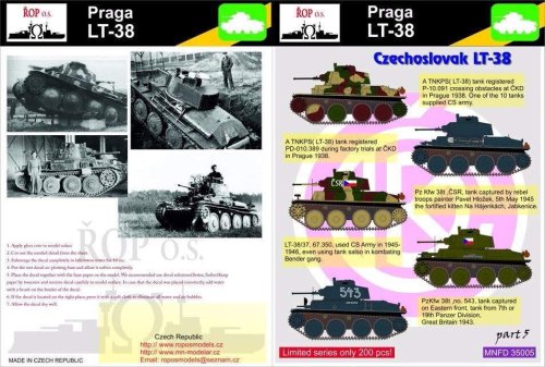 Go to product ROPOS MNFDT35005 - 1:35 Praga LT-38 - Czechoslovak LT-38