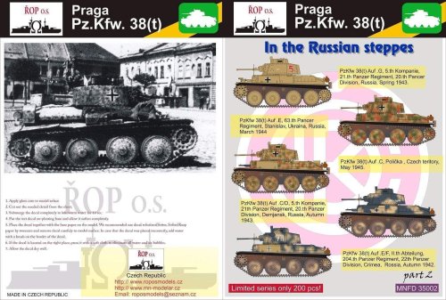 Go to product ROPOS MNFDT35002 - 1:35 Praga Pz.Kpfw. 38(t) - In the Russian steppes