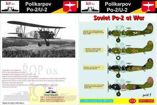 Go to product ROPOS MNFDL72050 - 1:72 Polikarpov Po-2/U-2 - Soviet Po-2 at War