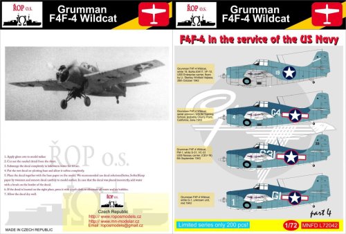 Go to product ROPOS MNFDL72042 - 1:72 Grumman F4F-4 Wildcat - F4F-4 in the service of the US Navy