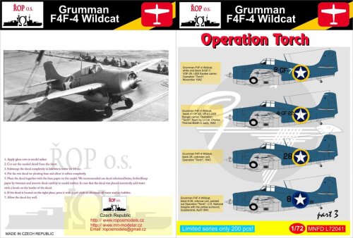 Go to product ROPOS MNFDL72041 - 1:72 Grumman F4F-4 Wildcat - Operation Torch
