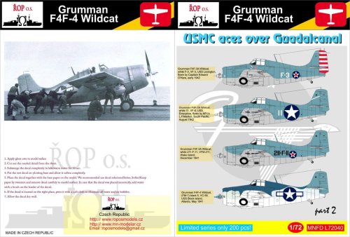 Go to product ROPOS MNFDL72040 - 1:72 Grumman F4F-4 Wildcat - USMC aces over Guadalcanal