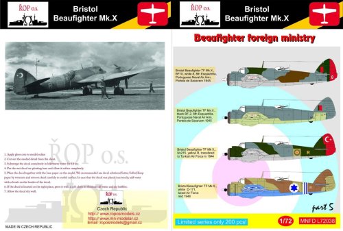 Go to product ROPOS MNFDL72038 - 1:72 Bristol Beaufighter Mk.X - Beaufighter foreign ministry