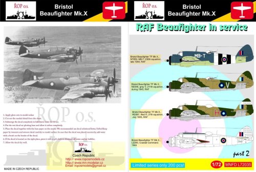 Go to product ROPOS MNFDL72035 - 1:72 Bristol Beaufighter Mk.X - RAF Beaufighter in service