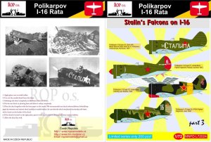 ROPOS MNFDL72024 - 1:72 Polikarpov I-16 Rata - Stalin's Falcons on I-16